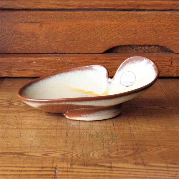 Frankoma Pottery Trinket Dish / Ashtray, Desert Gold, Original Label Mid Century - Picture 1 of 6